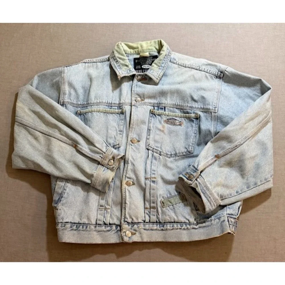 Vintage Pepe CO Trucker Jacket Women XL Blue Denim Button Light Wash Long Sleeve